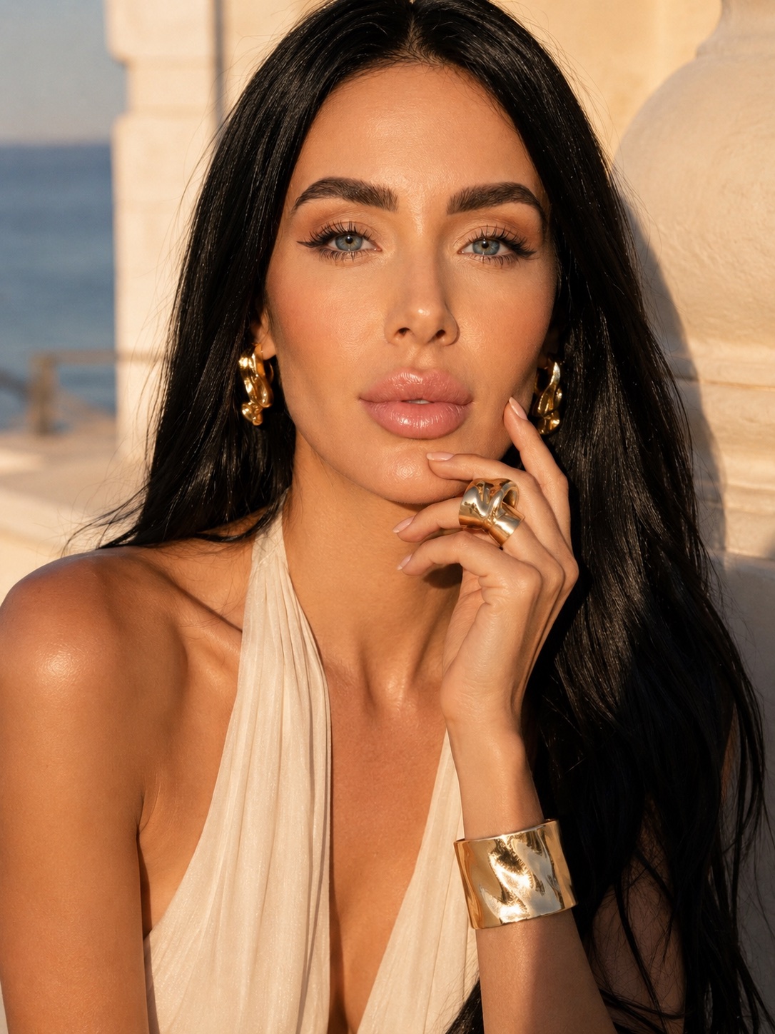 Gold jewelry editorial close-up
